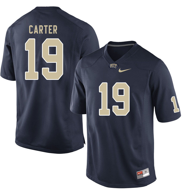 Men #19 V'Lique Carter Pitt Panthers College Football Jerseys Sale-Navy